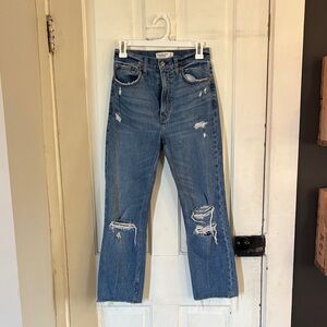 Abercrombie & Fitch Distressed Blue Straight Leg Jeans